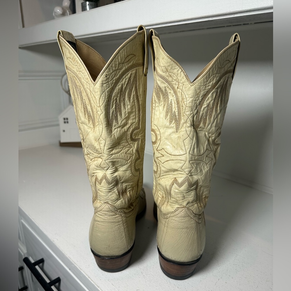 **SOLD**Vintage Larry Mahan Cream Ostrich Leather Men’s 9 Women’s 10–10.5 - Picture 6 of 10